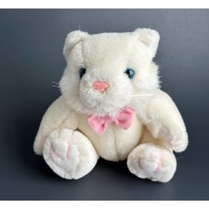 Vintage STEVEN SMITH Cat/Kitten, Pink Bow Tie 4.5" Plush/Stuffed Animal *CUTE